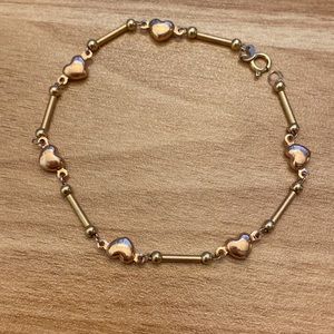 Beautiful 10K solid rose gold bracelet with hearts from Turkey-2.4 grams